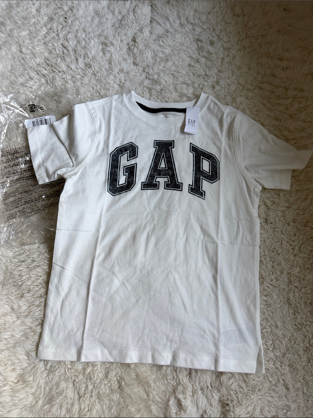 NWT GAP Kids White Short Sleeve Tee with Navy Logo